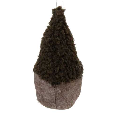 Plush Fleece Gnome Head Hanging Christmas Ornament - 7" - Brown