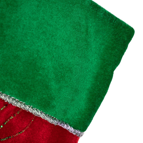 19.5" Red Velveteen Fishing Themed Christmas Stocking with Green Cuff
