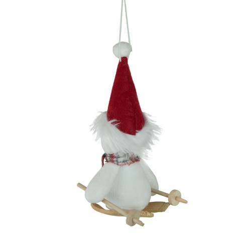 9.5" Skiing Snowman with Red Santa Hat Christmas Ornament
