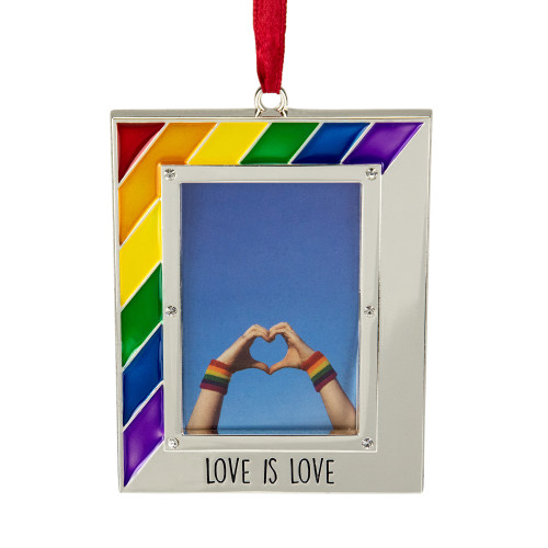 Picture Frame "Love is Love" Christmas Ornament - for 2.75" x 1.5" Photo - 3.5"