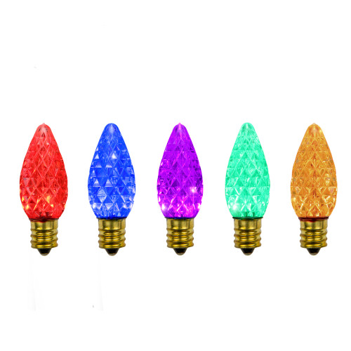 Pack of 25 Faceted C7 LED Multi-Color Christmas Replacement Bulbs