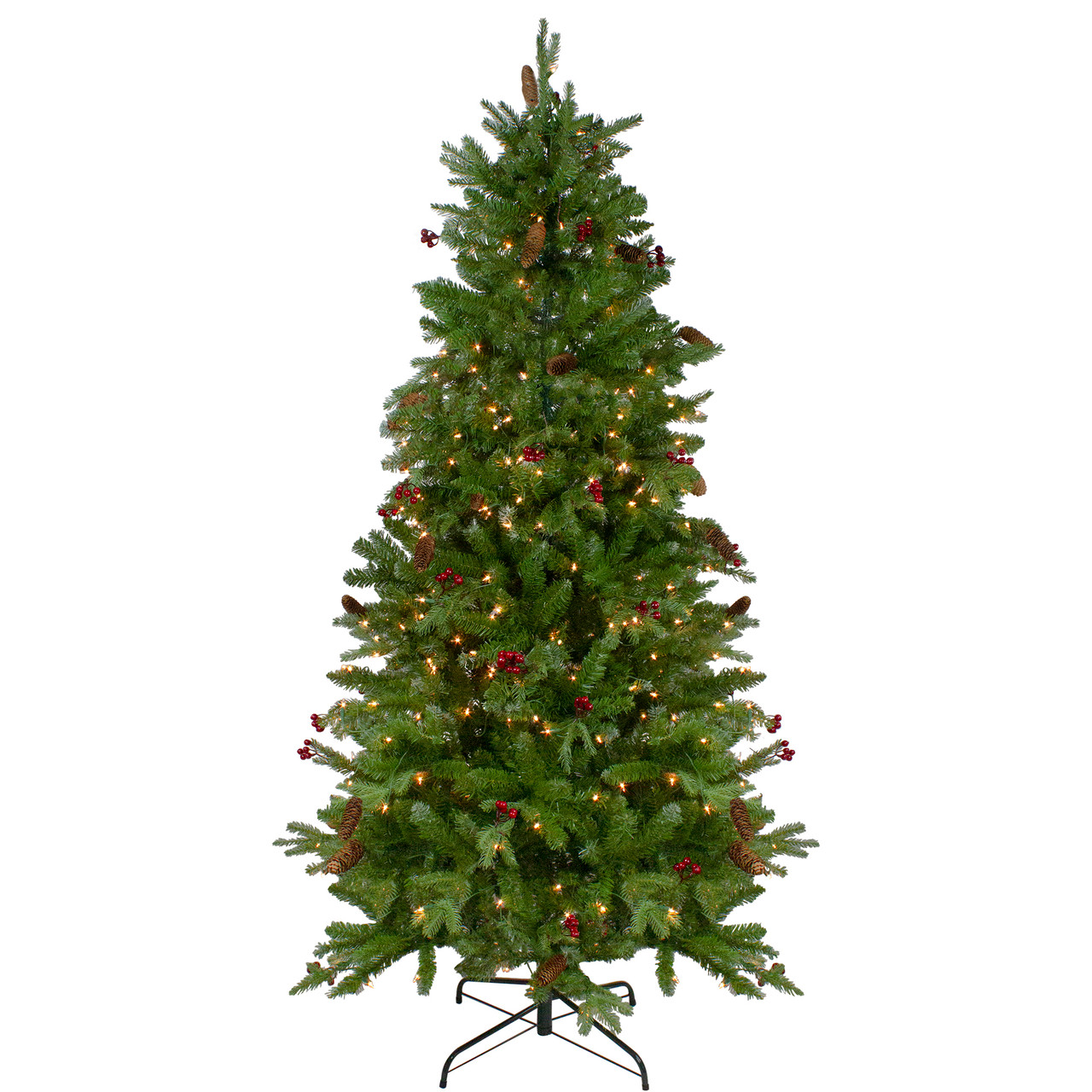 Real Touch?? Pre-Lit Medium Mixed Winter Berry Pine Artificial Christmas Tree - 6.5' - Clear Lights
