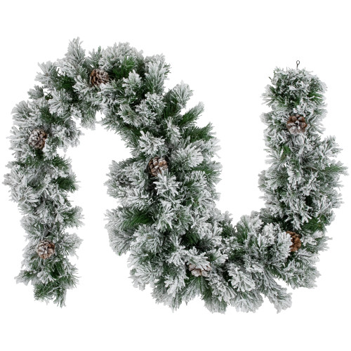 Flocked Angel Pine and Pine Cones Artificial Christmas Garland - 6.75' x 12" - Unlit