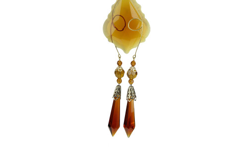 9" Amber and Gold Faceted Beads Christmas Pendant Ornament