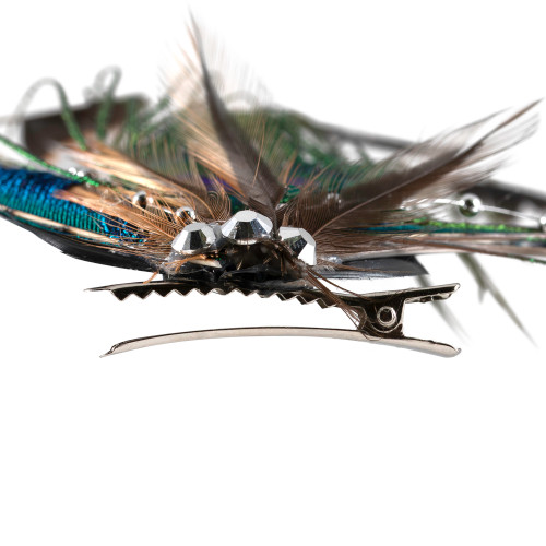 Peacock Ocelli Feather Clip-On Christmas Ornament -6"