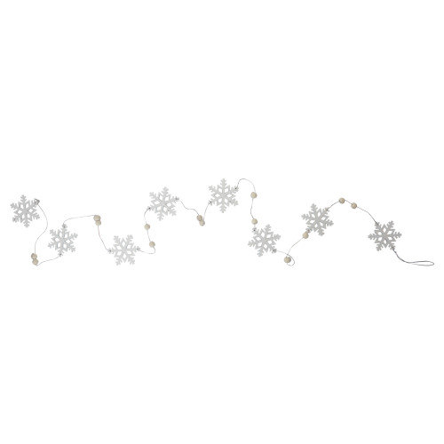 5.25' White Glitter Dusted Snowflake Christmas Garland