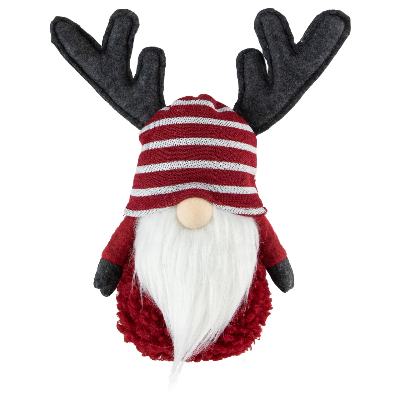 Gnome with Antlers Christmas Figure - 12" - Red and White