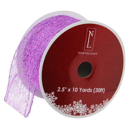 Glittering Purple Solid Wired Christmas Craft Ribbon 2.5" x 10 Yards