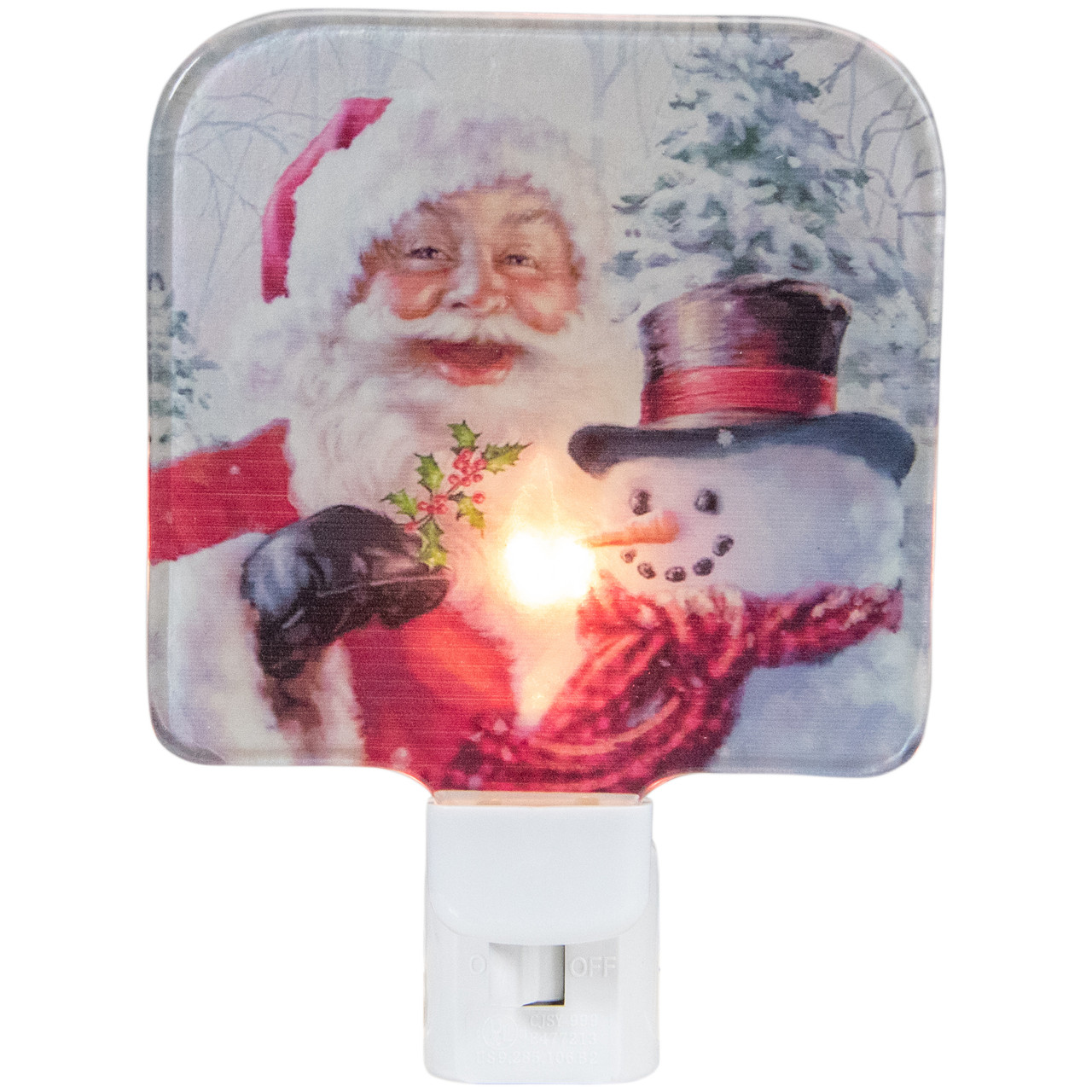 4" Red and White Santa and a Snowman Christmas Night Light