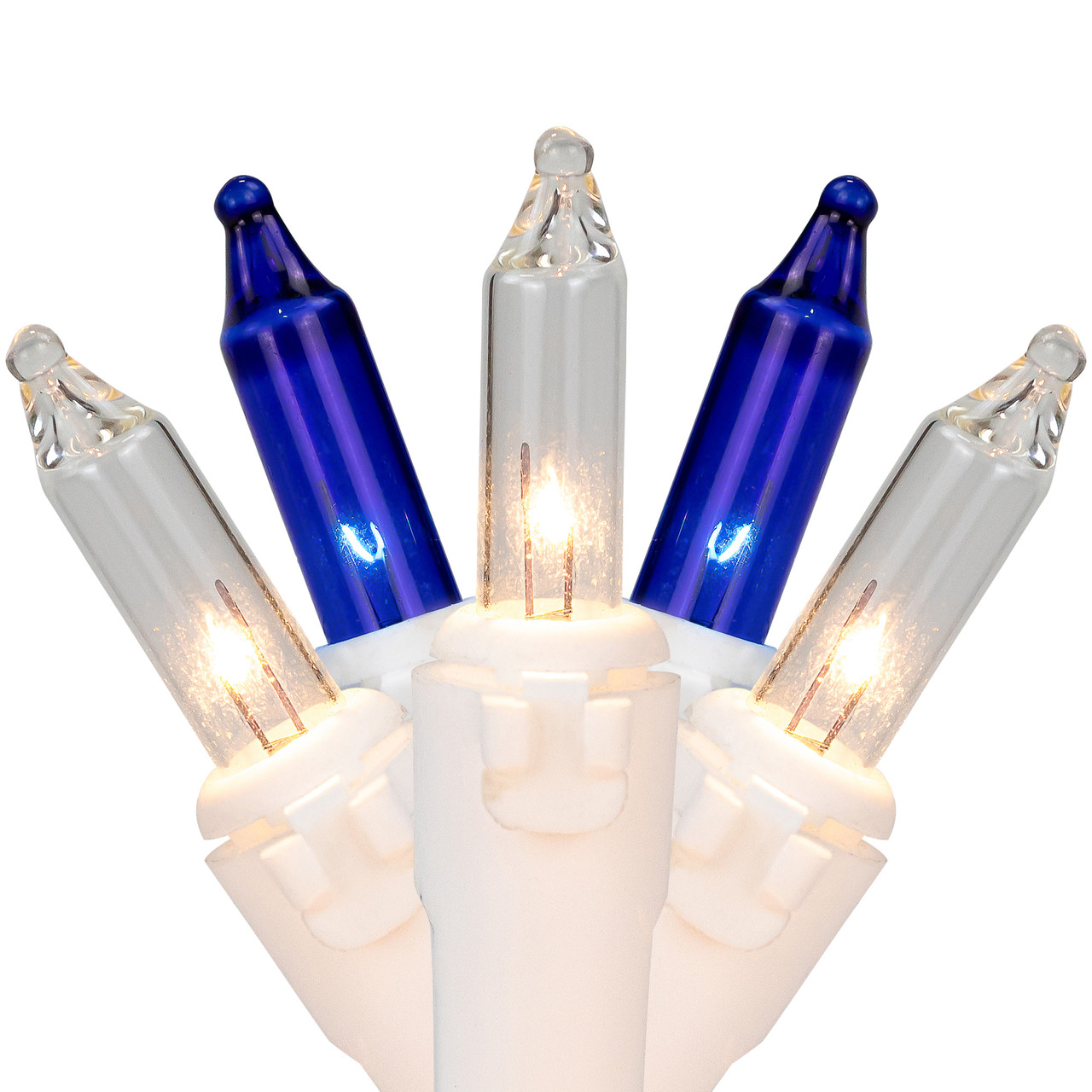 100-Count Blue & Clear Mini Christmas Lights - 21.5ft, White Wire