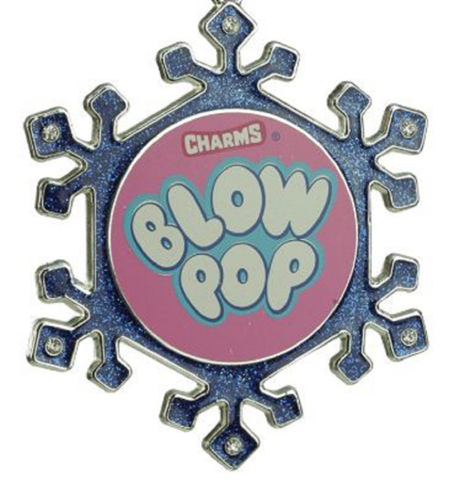 3.25" Blue and Pink Candy Logo Snowflake Christmas Ornament