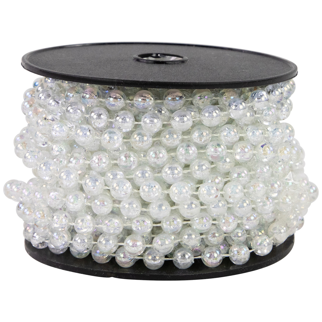 33' Clear Iridescent Beaded Artificial Christmas Garland, Unlit