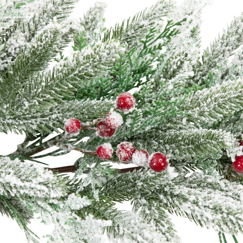 Real Touch?? Flocked Wind River Fir with Berries Artificial Christmas Garland - 7' x 12"  - Unlit