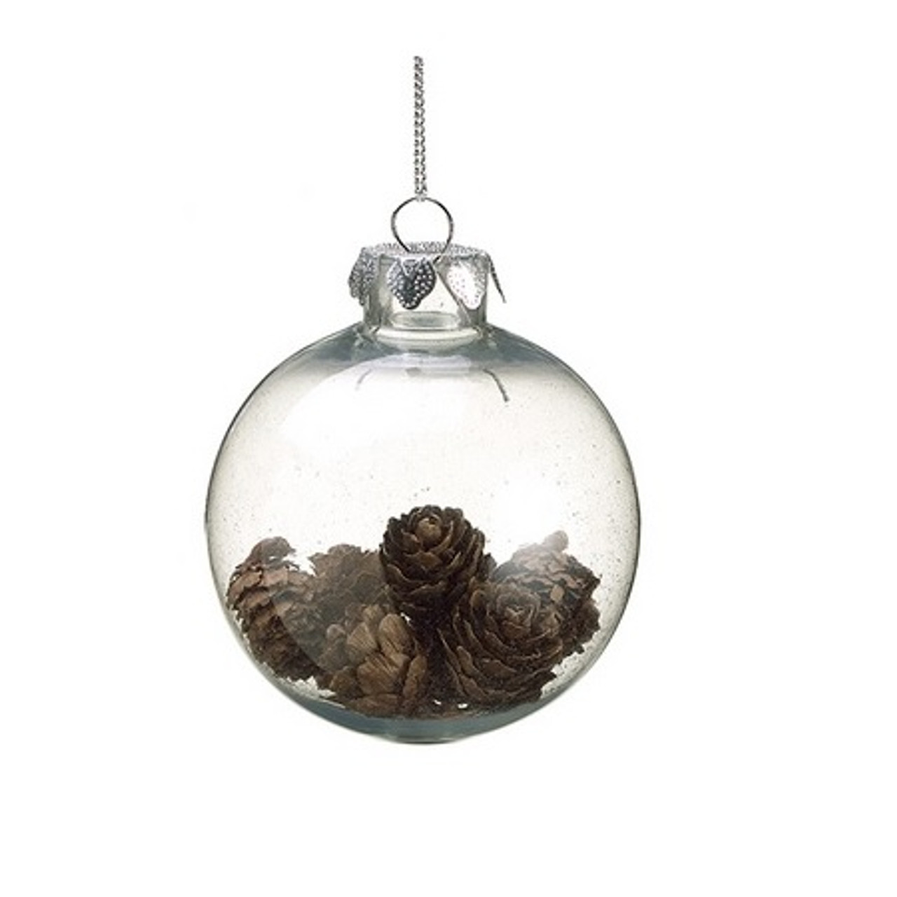 Country Cabin Clear Plastic Mini Pine Cone Filled Christmas Ball Ornament 3.5" (88 mm)
