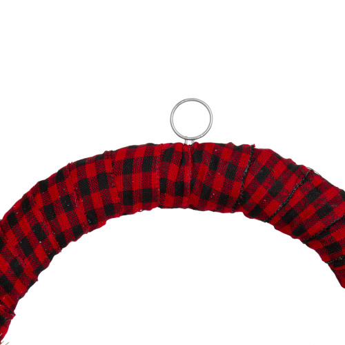 Red and Black Buffalo Plaid and Berry Artificial Christmas Wreath - 24-Inch, Unlit