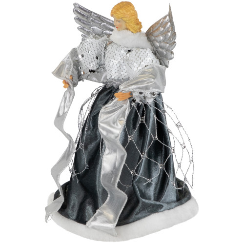 Sequined Angel with Wings Christmas Tree Topper Unlit - 12"