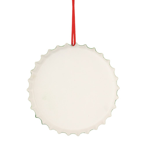 4" White Iron Cap "Fresh Cut Christmas Tress" With a Vintage Truck Ornament