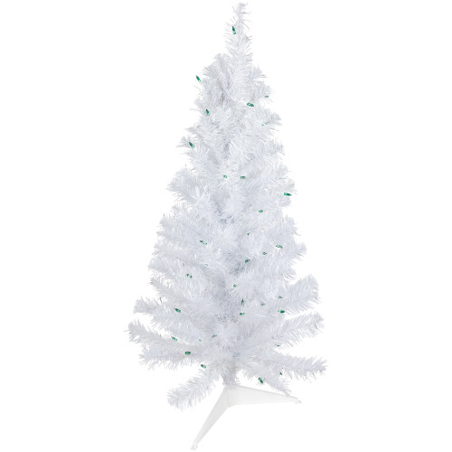 3' Pre-Lit Medium White Pine Artificial Christmas Tree - Green Lights