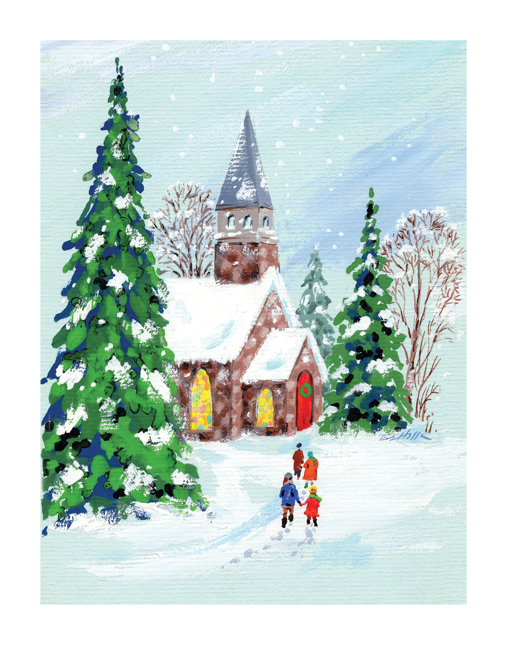 Walk to Church Winter Scene Wall Decor Art Print