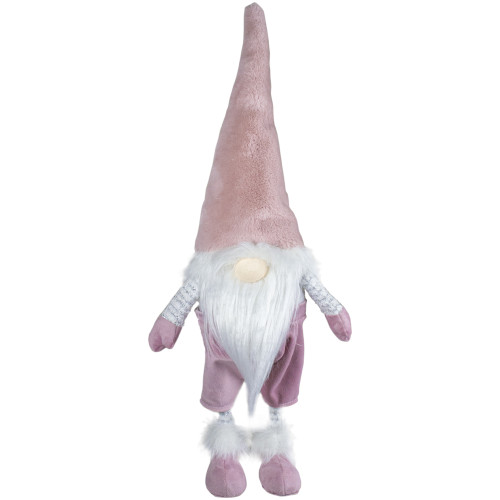 Bouncy Gnome Standing Christmas Figure Decoration - 20" - White and Pink