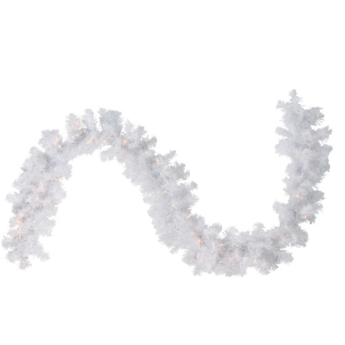 Pre-Lit Crystal Spruce Artificial Christmas Garland - 9' x 12" - Clear AlwaysLit Lights