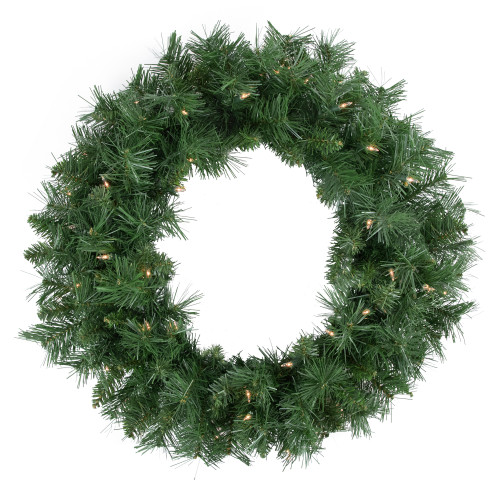 Pre-lit Chatham Pine Artificial Christmas Wreath, 24-Inch, Clear Lights
