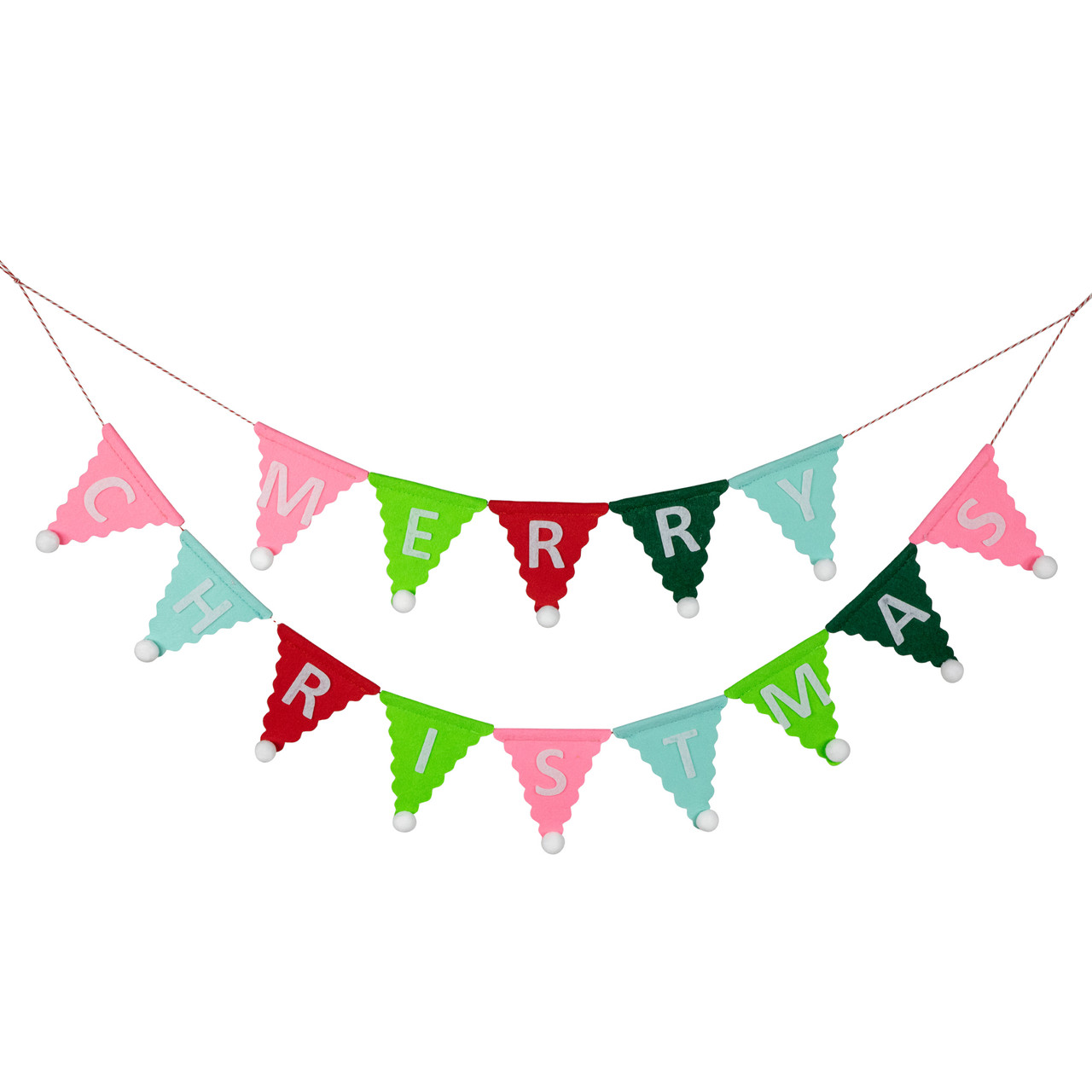 45" Multi "Merry Christmas" Triangles Banner Garland - Unlit