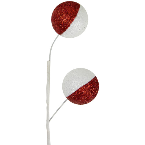 Set of 2 Red and White Glittered Candy Cane Christmas Picks 22"
