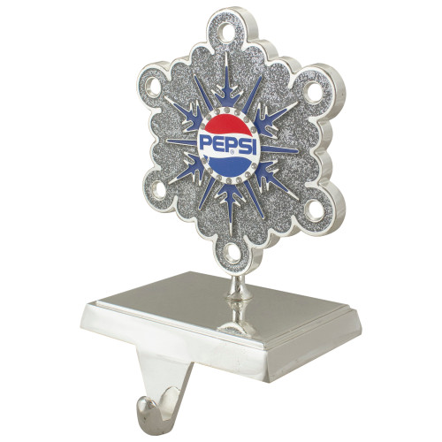 6.5" Silver and Blue "PEPSI" Snowflake Christmas Stocking Holder