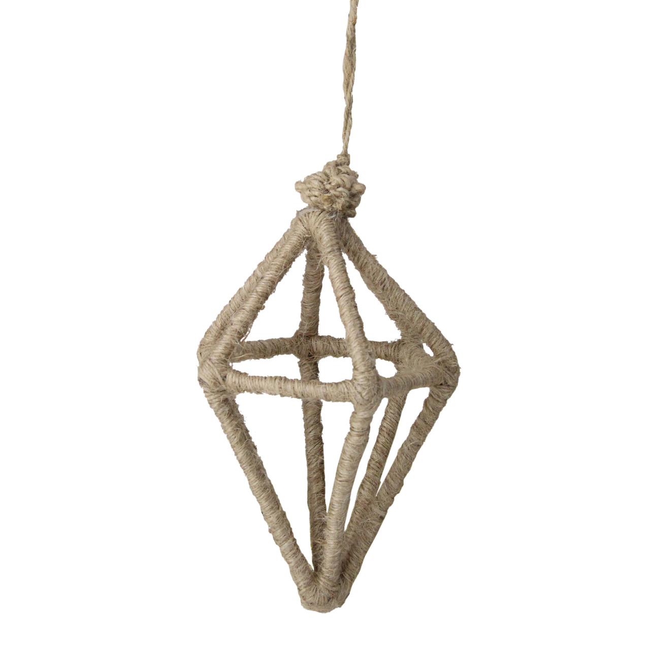6" Beige Jute Wrapped Open Kismet Christmas Ornament