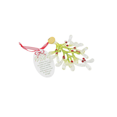 Enesco Faceted Acrylic Mistletoe Kisses Christmas Ornament