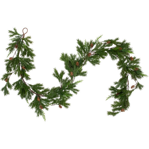 Real Touch?? Cypress and Pinecone Artificial Christmas Garland - 6' x 8" - Unlit