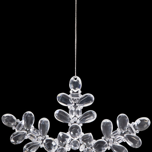 Snowflake Acrylic Christmas Ornaments - 7" - Clear - Set of 6
