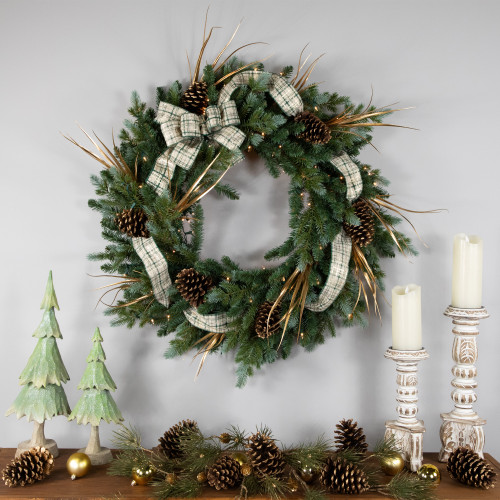 Real Touch?? Pre-Lit Blue Spruce Artificial Christmas Wreath - 48" - Clear Lights