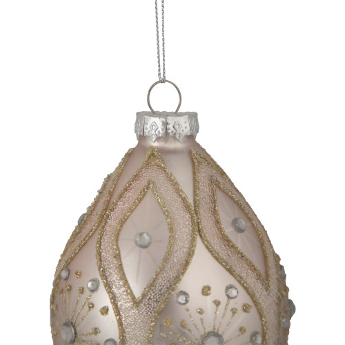 5.25" Rose Gold Retro Ombre Glass Christmas Drop Ornament