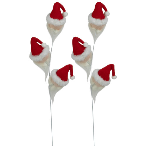 Set of 2 Plush Red and White Santa Gnome Christmas Picks 27"