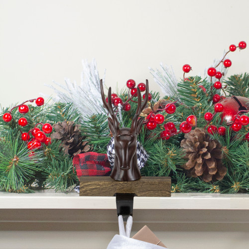 7.5" Brown Marbled Buck Deer Head Christmas Stocking Holder
