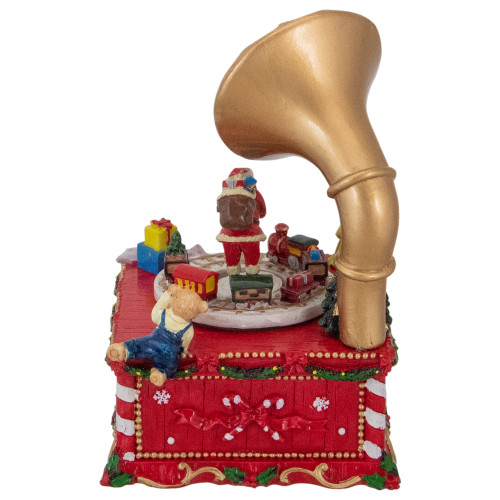 Santa Claus on Phonograph Musical Christmas Decoration - 7"