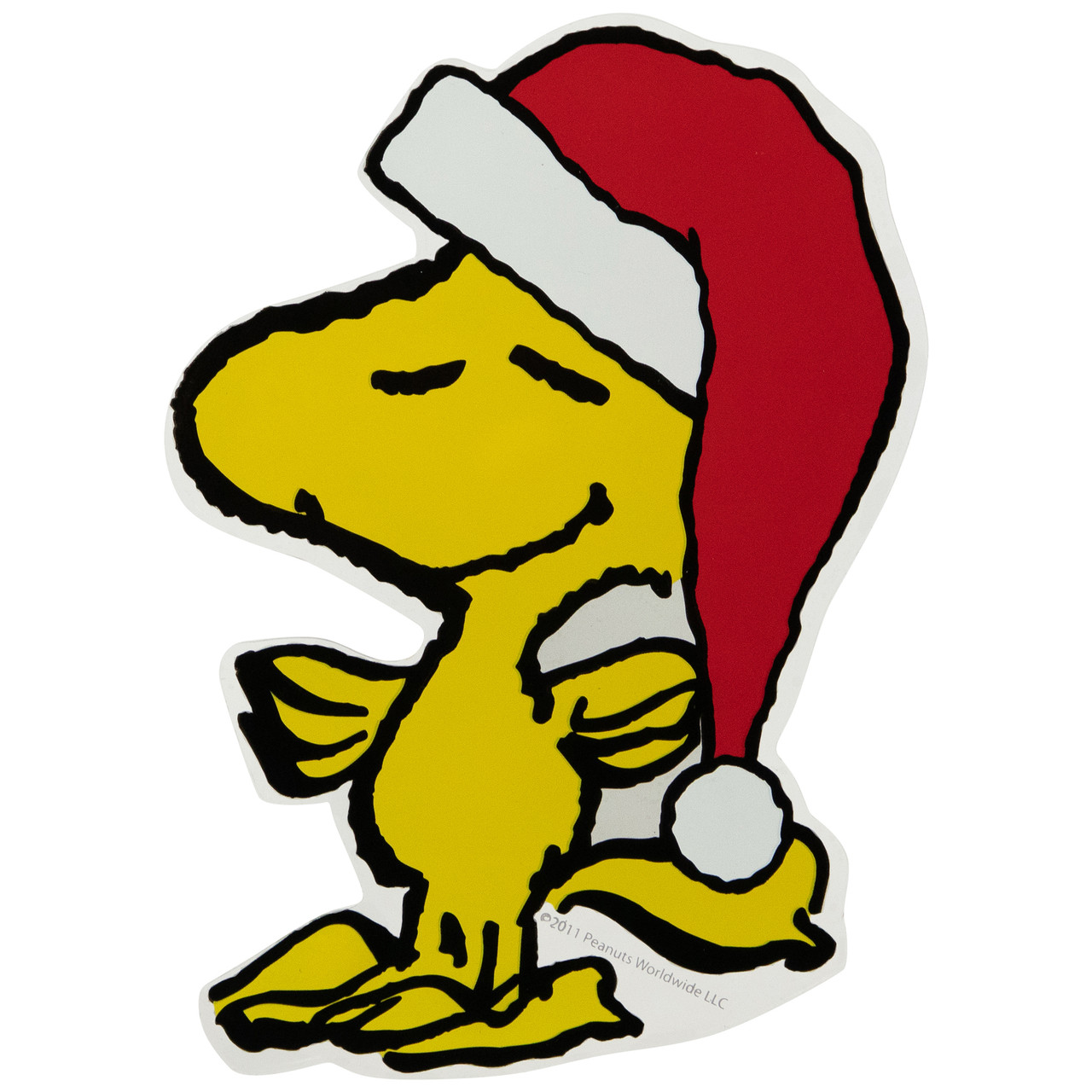 Peanuts Woodstock in Santa Hat Christmas Window Cling Decoration - 7"