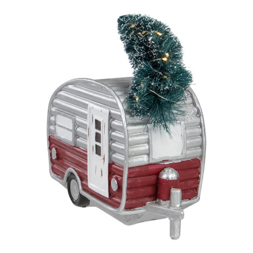 LED Lighted Camper with Pine Bough Christmas Decoration - 8.5"