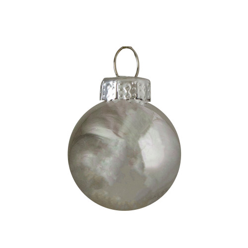 40ct Shiny and Matte Silver Glass Ball Christmas Ornaments 2.5"