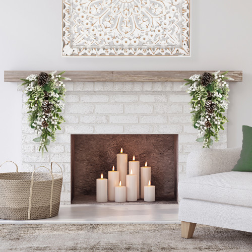 Glittered Berries and Eucalyptus Artificial Christmas Teardrop Swag - 24" - Unlit