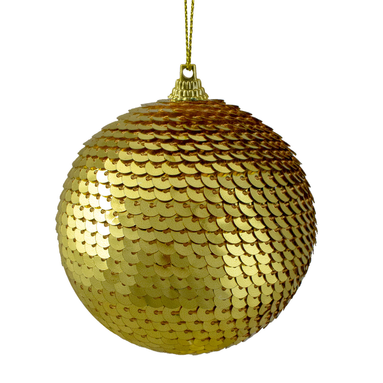 3" Gold Sequin Shatterproof Ball Christmas Ornament
