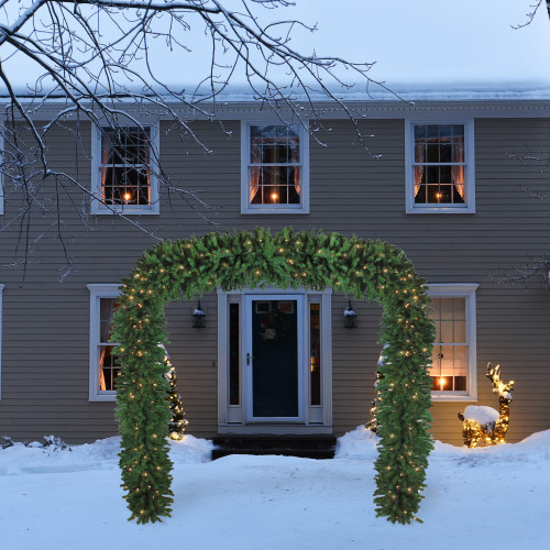 Pre-Lit Pine Artificial Christmas Archway Decoration - 9' x 8' - Clear Lights