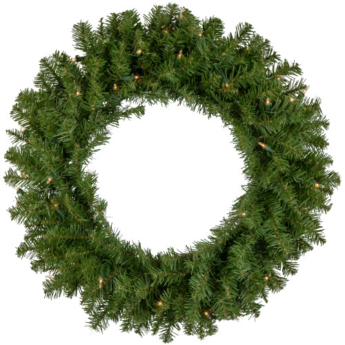 Pre-Lit Rockwood Pine Artificial Christmas Wreath - 24" - Clear Lights