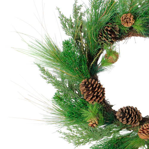 Real Touch?? Mixed Pine and Pinecone Artificial Christmas Wreath - 24" - Unlit