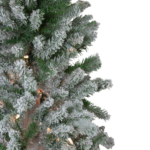 Set of 3 Pre-Lit Slim Flocked Alpine Artificial Christmas Trees 5' - Clear Lights