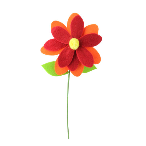 16�� Red and Orange Rounded Flower Christmas Spray