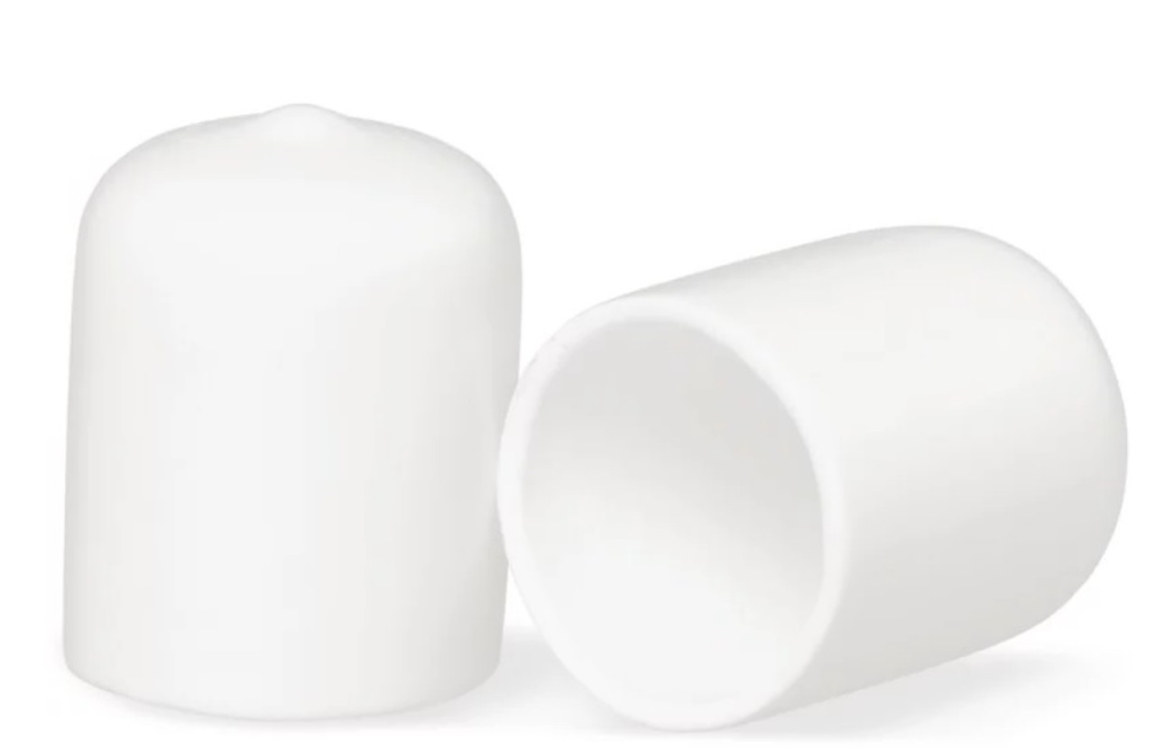 3/4" Round White Vinyl End Cap Pipe Rubber Cover - 50 count