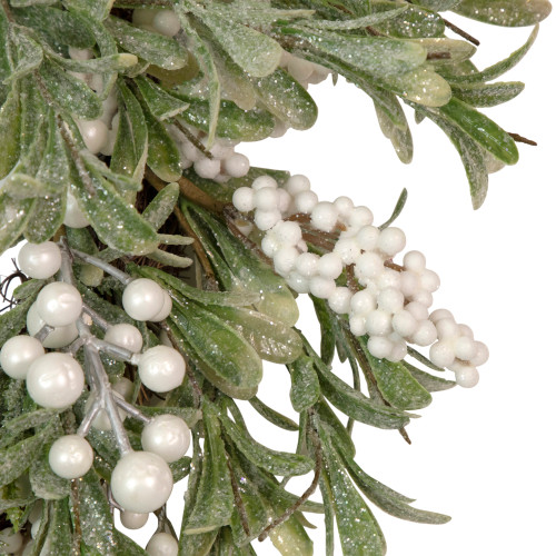 Artificial Christmas Wreath with Frosted Foliage and Berries, 20-Inch, Unlit